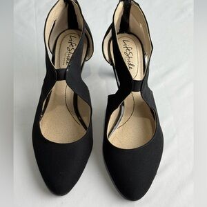 Life Stride Flex Women's Black Low  Heels Back Zip 9